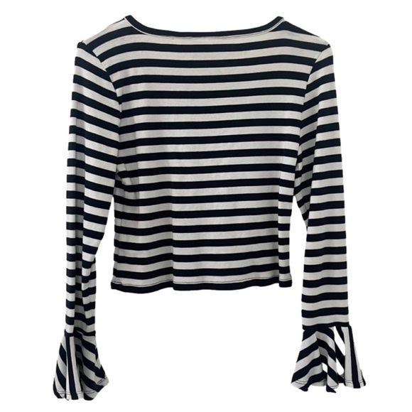 Maeve by Anthropologie Flouncy Top Small Petite Striped Bell Long Sleeve - Picture 5 of 5